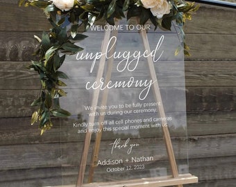 Acrylic Unplugged Ceremony Welcome Sign, Unplugged Wedding Sign, Modern Wedding Decor, Acrylic Wedding Sign, Welcome Ceremony Sign