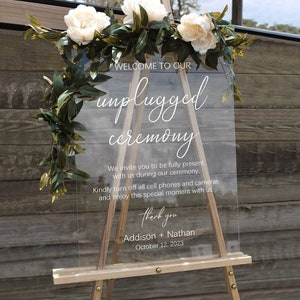 Acrylic Unplugged Ceremony Welcome Sign, Unplugged Wedding Sign, Modern Wedding Decor, Acrylic Wedding Sign, Welcome Ceremony Sign