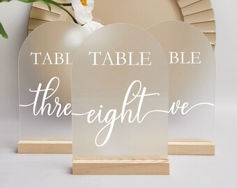 Wedding Table Numbers with Base, Frosted Acrylic Table Numbers, Table Numbers Wedding, Wedding Reception Decor, Modern Wedding Table Decor