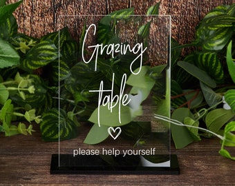 Wedding Grazing Table Sign, Acrylic Grazing Table Sign, Modern Wedding Food Table Sign, Wedding Buffet Signs