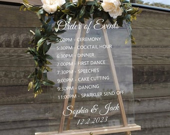 Order of Events Wedding Timeline Sign, Modern Wedding Decor, Wedding Events Timeline Sign, Wedding Itinerary Sign, Ceremony Events Sign