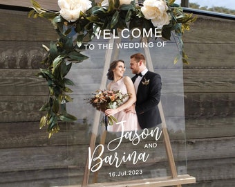 Wedding Welcome Sign with Photo, Acrylic Wedding Signs, Modern Wedding Decor, Couple Picture Welcome Sign Wedding, Wedding Entrance Sign