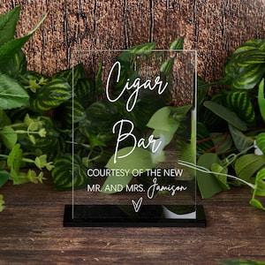 Cigar Bar Sign, Modern Wedding Cigar Sign, Cigar Bar Favor Sign, Acrylic Table Signs, Wedding Reception Party Decor, Wedding Signage