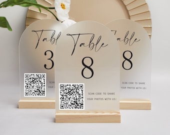 Table Numbers Wedding with QR Code, Wedding Table Numbers, Acrylic Table Numbers, Reception Signs, Wedding Acrylic Sign, Party Table Decor