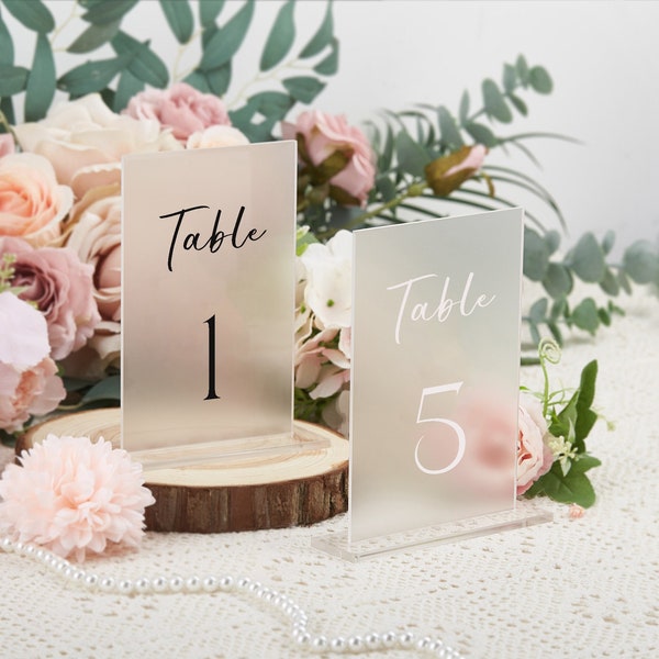Numéros de table, Numéros de table de mariage, Numéros de table en acrylique dépoli, Numéros de table de mariage modernes,Décor de réception de mariage personnalisé,Cadeau de mariage