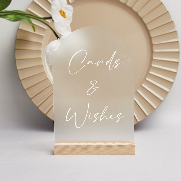 Cards and Wishes Sign, Wishing Well Sign, Acrylic Arch Sign, Wedding Engagement Christening Event Party, Wedding Signage, Wedding Decor