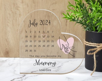 First Mothers Day Gifts,The Day You Became My Mummy Block,Moms Plaque,Date Sign,New Mom Gifts,Mothers Day Gifts from Daughter Son