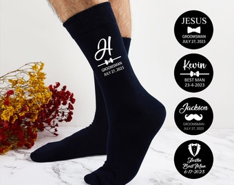 Custom Groomsmen Socks,Wedding Party Socks,Personalised Men Socks,Best Man Socks,Groomsmen Proposal Gifts for Him,Grooms Socks,Wedding Gifts