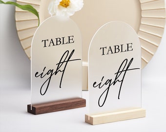 Frosted Acrylic Table Numbers Wedding Sign with Stands, Wedding Table Numbers, Arch Acrylic Wedding Decor, Rustic Wedding Table Numbers