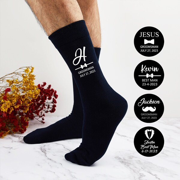 Custom Groomsmen Socks,Wedding Party Socks,Personalised Men Socks,Best Man Socks,Groomsmen Proposal Gifts for Him,Grooms Socks,Wedding Gifts