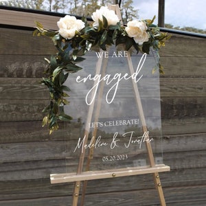 Engagement Party Sign, Engagement Party Decorations, Engagment Party Decor, Wedding Engagement Welcome Sign, We're Engaged Sign,Acrylic Sign