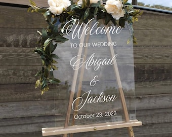 Signo de bienvenida de la boda, signo de boda de acrílico transparente, decoración de la boda moderna, boda del signo de bienvenida, signos de la boda, signo de entrada de la boda