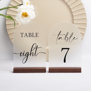 Table Numbers, Wedding Table Numbers, Frosted Acrylic Table Numbers, Modern Calligraphy Table Numbers, Custom Wedding Reception Decor