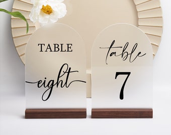 Table Numbers, Wedding Table Numbers, Frosted Acrylic Table Numbers, Modern Calligraphy Table Numbers, Custom Wedding Reception Decor