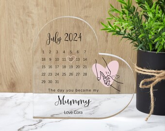 First Mothers Day Gifts,The Day You Became My Mummy Block,Moms Plaque,Date Sign,New Mom Gifts,Mothers Day Gifts from Daughter Son