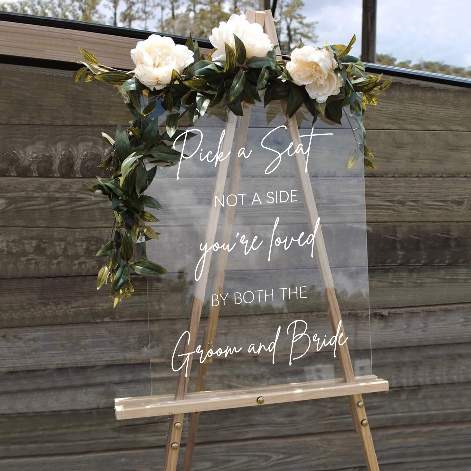 Welcome to the Unplugged Wedding and Pick a Seat Not a Side Sign