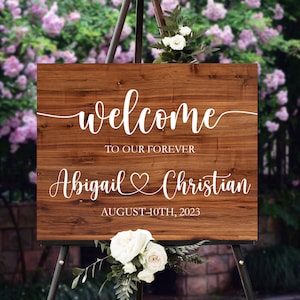 Wood Wedding Welcome Sign, Welcome to Our Forever Wedding Sign, Rustic Wedding Decoration, Custom Wood Welcome Sign, Wedding Receptions Sign image 2