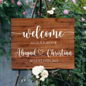 Wood Wedding Welcome Sign, Welcome to Our Forever Wedding Sign, Rustic Wedding Decoration, Custom Wood Welcome Sign, Wedding Receptions Sign