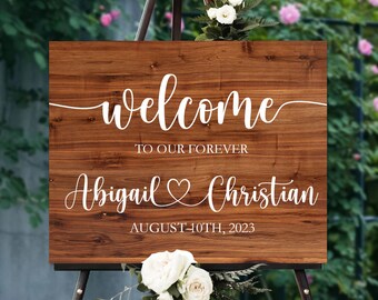 Wood Wedding Welcome Sign, Welcome to Our Forever Wedding Sign, Rustic Wedding Decoration, Custom Wood Welcome Sign, Wedding Receptions Sign