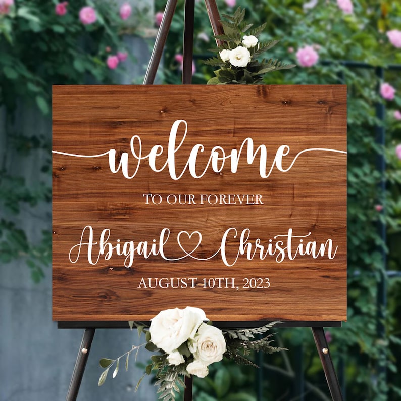 Wood Wedding Welcome Sign, Welcome to Our Forever Wedding Sign, Rustic Wedding Decoration, Custom Wood Welcome Sign, Wedding Receptions Sign image 1