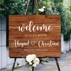 Wood Wedding Welcome Sign, Welcome to Our Forever Wedding Sign, Rustic Wedding Decoration, Custom Wood Welcome Sign, Wedding Receptions Sign image 3