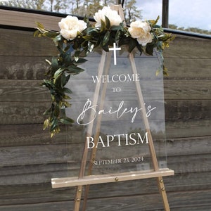 Baptism Welcome Sign, Christening Welcome Sign, Acrylic Welcome Sign, Boy and Girl, Gender Neutral, Religious Welcome Sign, First Communion