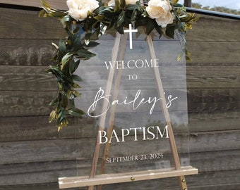 Baptism Welcome Sign, Christening Welcome Sign, Acrylic Welcome Sign, Boy and Girl, Gender Neutral, Religious Welcome Sign, First Communion