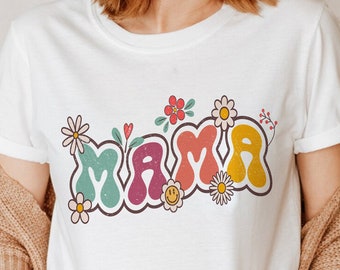 Floral Mama png, mama bloemen png, retro mama SVG, mama T-shirt design, retro kleurrijke moeder shirt design, groovy sublimatie, Moederdag png