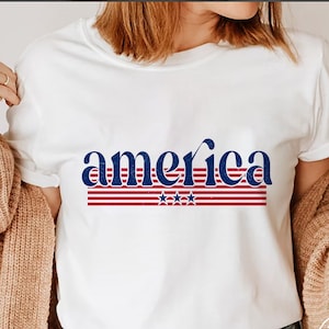 Retro America Star PNG, 4th Of July Svg, American Flag Svg, Patriotic Svg, Independence Day Svg, Svg Files for Cricut, Fourth of July SVG