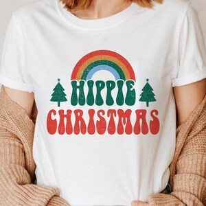 Retro Hippie Christmas PNG, Rainbow Cristmas Png, Christmas Sublimation Design, Christmas Shirt Design,Groovy Christmas,Christmas Png Design