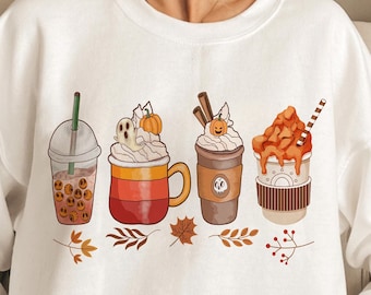 Halloween Coffee Latte PNG, Fall Coffee Png, Pumpkin Spice Iced Png, Halloween Png, Fall Svg,Coffee Sublimation Design,Cute Halloween Coffee