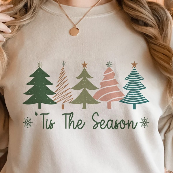 Tis the Season PNG, Boho Christmas Trees Svg Png, Whimsical Christmas Png, Trendy Shirt Png, Christmas Sublimation Design