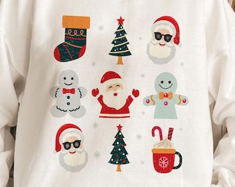 Retro Christmas PNG, Retro Christmas Doodles Png, Retro Winter Sublimation, Holiday Vibes, Vintage Santa Claus Png, Christmas Coffee Png