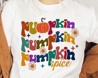 Groovy Pumpkin Spice PNG SVG, Sublimación de Halloween PNG, Calabaza retro PNG, Camisa retro de Acción de Gracias Svg, Diseño de camisa de Halloween, Calabazas Svg