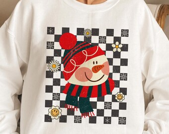 Muñeco de nieve navideño a cuadros PNG, Navidad fantástica PNG, Navidad retro PNG, Muñeco de nieve retro Svg, Diseño de sublimación de Navidad invernal
