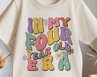 4th Birthday Toddler SVG, In My Four Year Old Era Kids Birthday Shirt Png, Birthday Girl Svg, Groovy Birthday Shirt Sublimation Designs Png