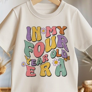 4e anniversaire bambin SVG, à l'époque de mes quatre ans anniversaire chemise enfants Png, anniversaire fille Svg, anniversaire groovy chemise sublimation dessins Png