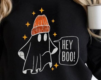 Hey Boo Halloween Ghost Shirt SVG, Halloween Boo Png, Hey Boo Cute Ghosts Halloween Transparent Png Digital Download, Halloween Svg