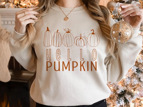 Hello Pumpkin SVG, Fall & Halloween Shirt Design, Thanksgiving Cricut Cut File, Hey Pumpkin PNG, Autumn Sublimation, Pumpkin SVG for T-Shirt