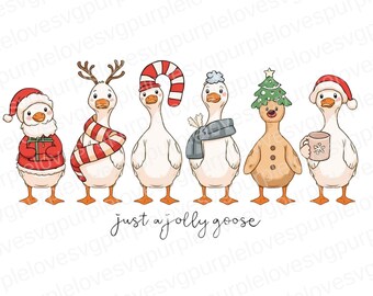 Jolly Goose PNG Funny Christmas Goose Sublimation Santa Holiday Cute Festive Clipart