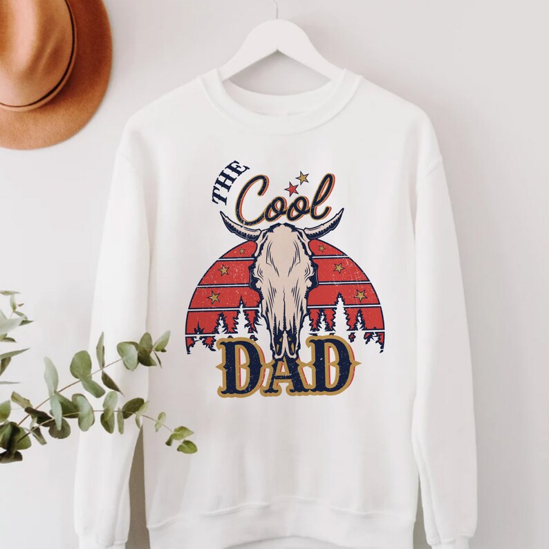 Western The Cool Dad Svg Design, Tshirt Tee Dad Design, Western Bull Skull Designs Svg, Father's Day Svg, Father Svg, Dad Svg