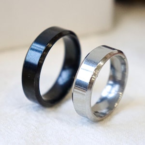Customized carved 6mm black/silver stainless steel ring,unisex ring, stainless steel ring, personalized ring, anniversary gift, gift for her
