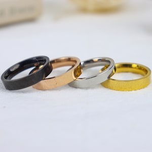 Personalized carving 4mm black/silver flat ring, neutral ring, stainless steel ring,customized carving ring, personalized ring, gift for her