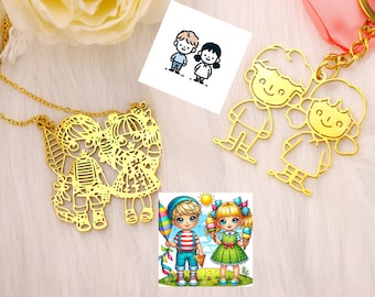 DIY Kinder Malerei Halskette Anhänger, kreative Zeichentrickfigur Design Halskette, geeignet für Paare und Kinder Geschenke