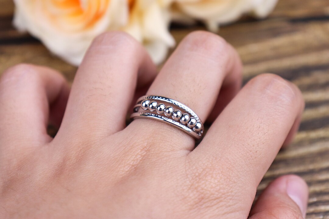 Anti Anxiety Bead Ring Adjustable,stress Reliever,anti Stress Ring,relieve Stress Womens Ring