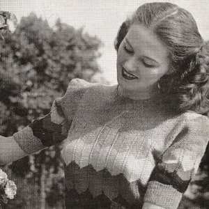 Ladies Attractive Striped Chevron Jumper, Vintage Knitting Pattern, PDF, Digital Download - D716