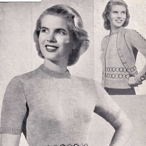 Ladies Lovely Twin Set in Three Colours, Vintage Knitting Pattern, PDF, Digital Download - D688