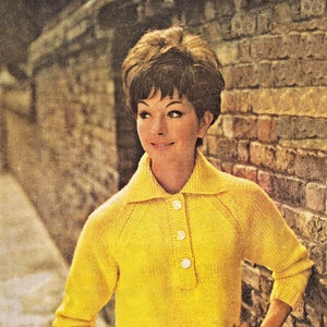 Ladies "Easy Knit" Shirt Style Sweater with Collar, Vintage Knitting Pattern, PDF, Digital Download - D322