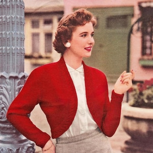 Ladies Fabulous Bolero with Cable Edges and Long or Short Sleeves, Vintage Knitting Pattern, PDF, Digital Download - D293