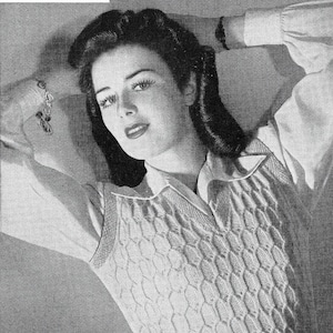 Ladies Sleeveless Pull-Over / Vest, Vintage Knitting Pattern, PDF, Digital Download - D467